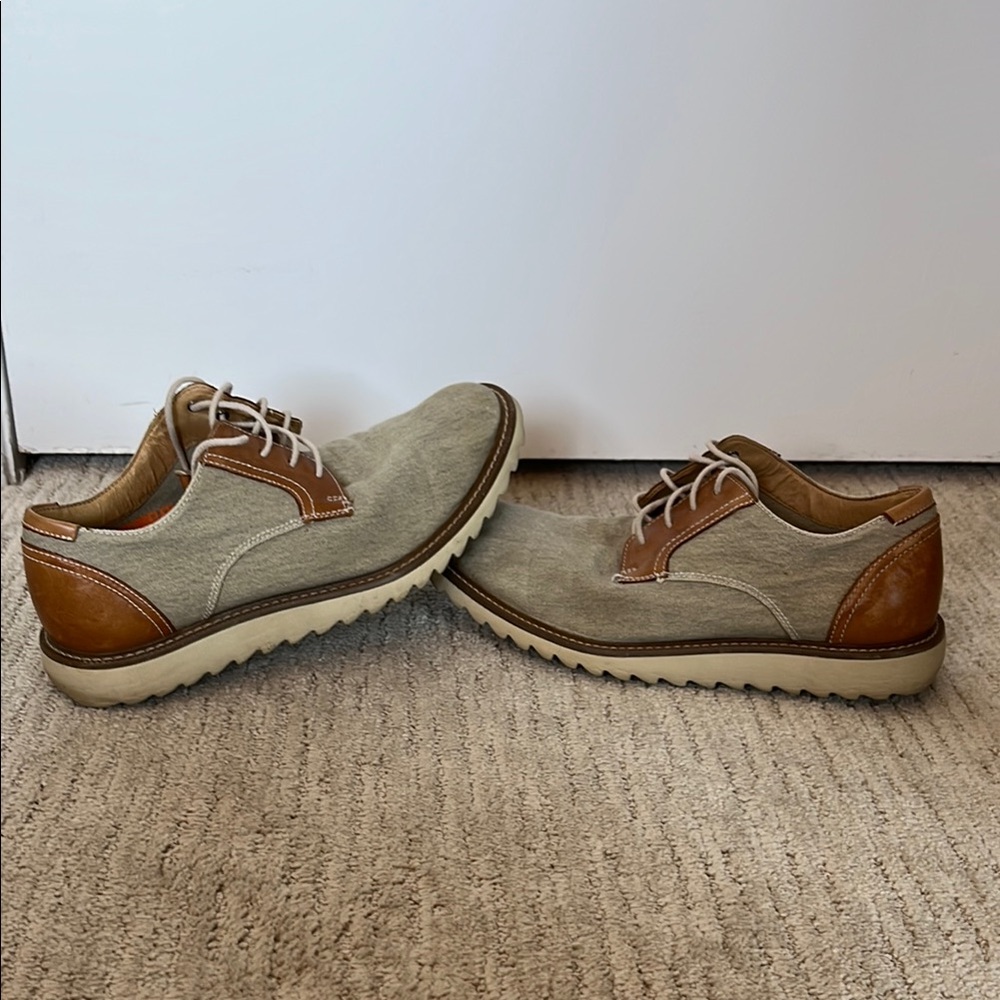 Stylish Men's Gray and Brown Canvas and Leather Shoes